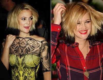 Drew Barrymore s-a facut blonda, cu varfuri negre!