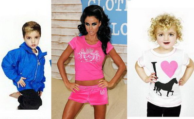 Katie Price isi foloseste cei doi copii ca fotomodele, ca sa isi vanda mai bine colectia de haine! FOTO!