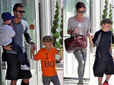 David si Victoria Beckham, cu copiii la plimbare! GALERIE FOTO