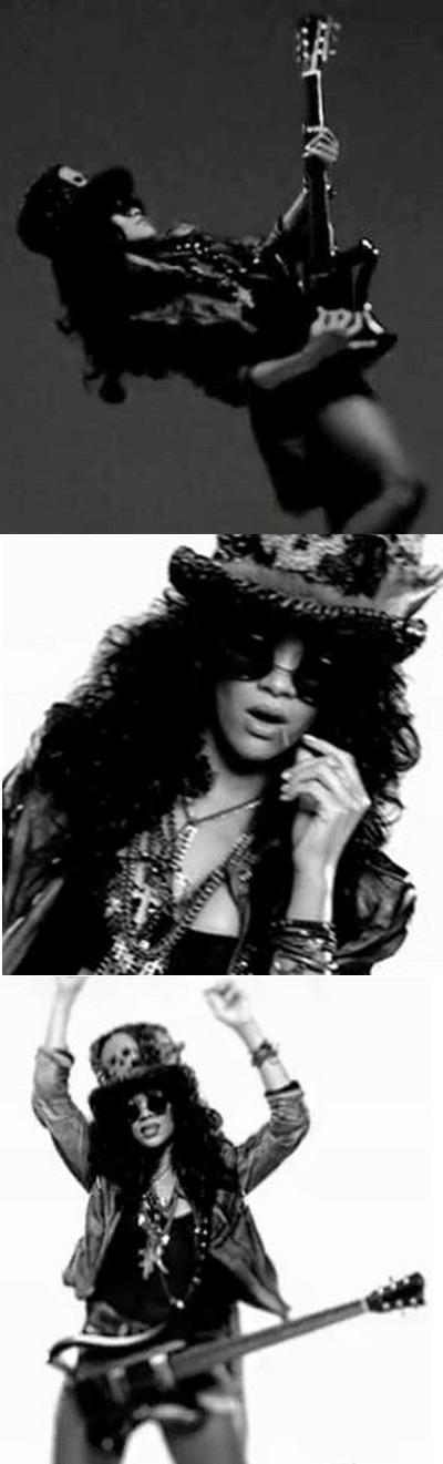 Rihanna il imita pe Slash – fostul chitarist de la Guns N’Roses – in noul ei videoclip! FOTO&VIDEO