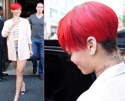 Rihanna isi prezinta noul tatuaj: Rebelle Fleur, transcris pe gat - GALERIE FOTO