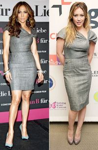 Jennifer Lopez versus  Hilary Duff – Cui ii sta mai bine in rochia Roland Mouret?