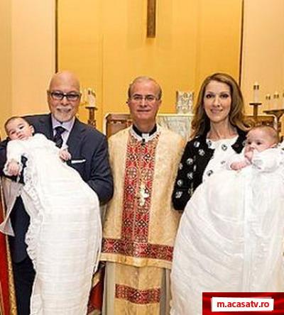 Celine Dion si-a botezat gemenii in rit catolic, iar nasi au fost fratii mai mari ai copiilor - FOTO