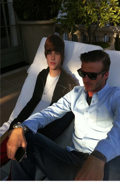 David Beckham, la o sueta pe terasa cu Justin Bieber
