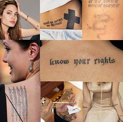 Toate tatuajele Angelinei Jolie explicate! Vezi ce mesaj are fiecare!