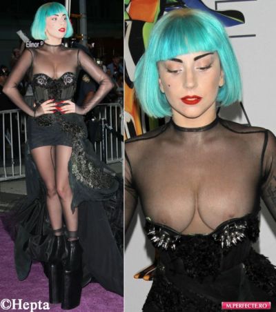 FASHION DISASTER: Lady Gaga - cu sanii la vedere, din cauza corsetului prea stramt