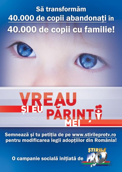 “Centrele de plasament nu tin loc de familie! Un nou material « Vreau si eu parintii mei!» astazi, Stirile ProTV de la ora 19:00 »
