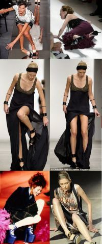  Amanda Wakeley gata sa se prabuseasca pe scena din cauza tocurilor -  Vezi si alte manechine in aceasta situatie - FOTO