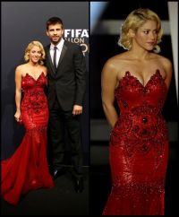 Look-ul zilei: Shakira, eleganta si gratioasa pe covorul rosu la Gala FIFA, alaturi de iubitul ei&nbsp;