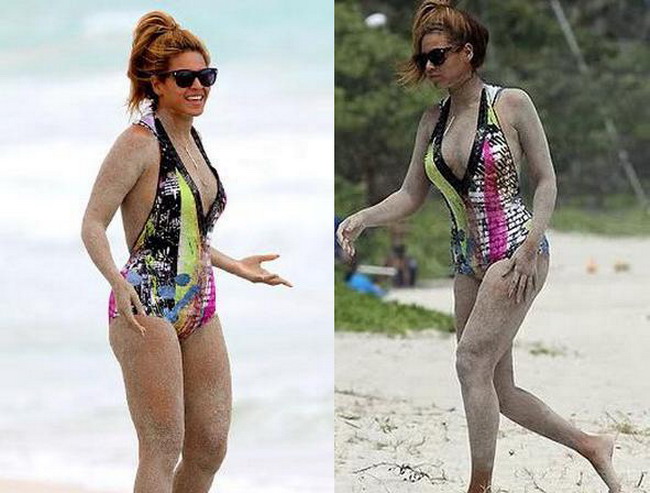 Ce face Beyonce la plaja? Se ascunde cu totul in nisip!