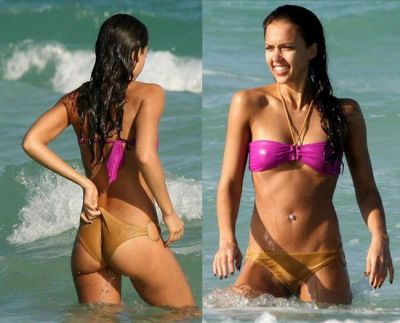 Ati ghicit! Posesoarea fundului sexy din imagine nu este nimeni alta decat Jessica Alba!