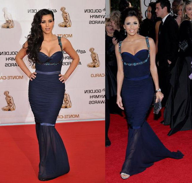 Kim Kardashian sau Eva Longoria? Cine a purtat mai bine rochia Emanuel Ungaro?