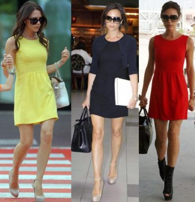 Moda pe aeroport a la Victoria Beckham: rochii identice, in culori diferite FOTO!