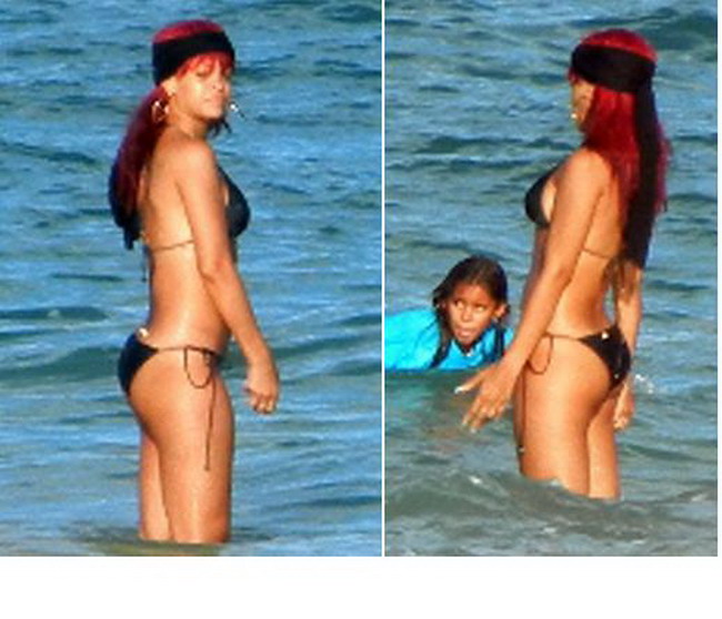 Rihanna isi arata corpul super tonifiat la plaja FOTO
