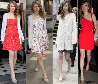 Taylor Swift - patru outfituri diferite intr-o singura zi! FOTO