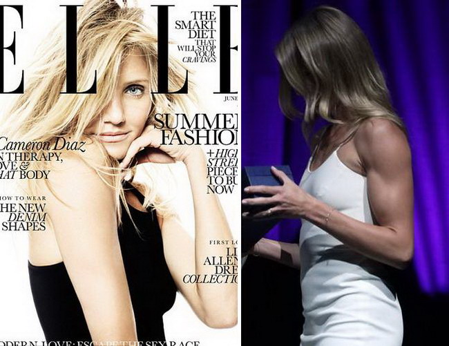 Cameron Diaz a ramas fara muschi in revista Elle: i-au scos in Photoshop!