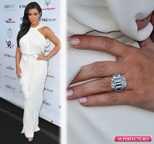 Kim Kardashian are un inel de logodna pe masura posteriorului ei: este imens si valoreaza 2 milioane de dolari