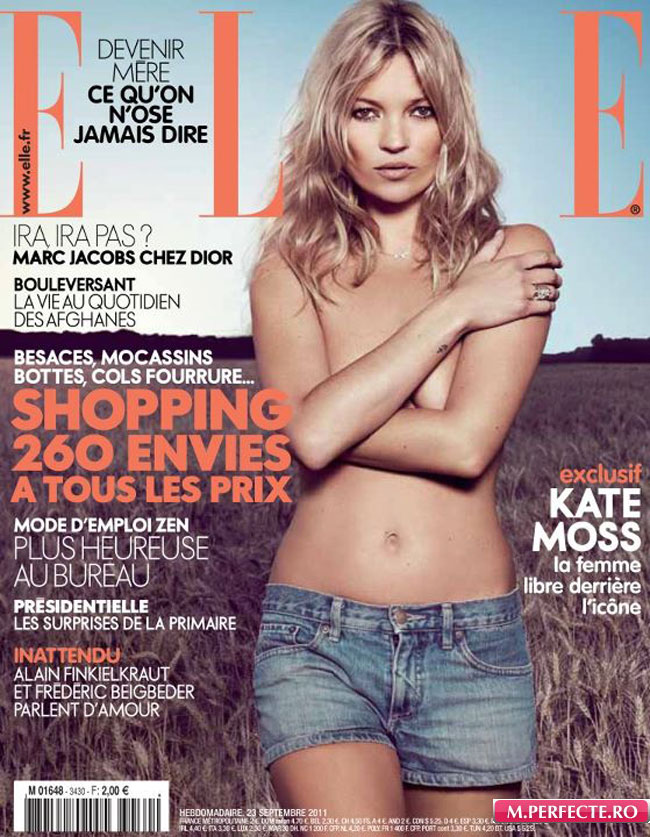 Kate Moss se mentine tanara cu Photoshop. Arata ca o pustoaica pe coperta revistei Elle