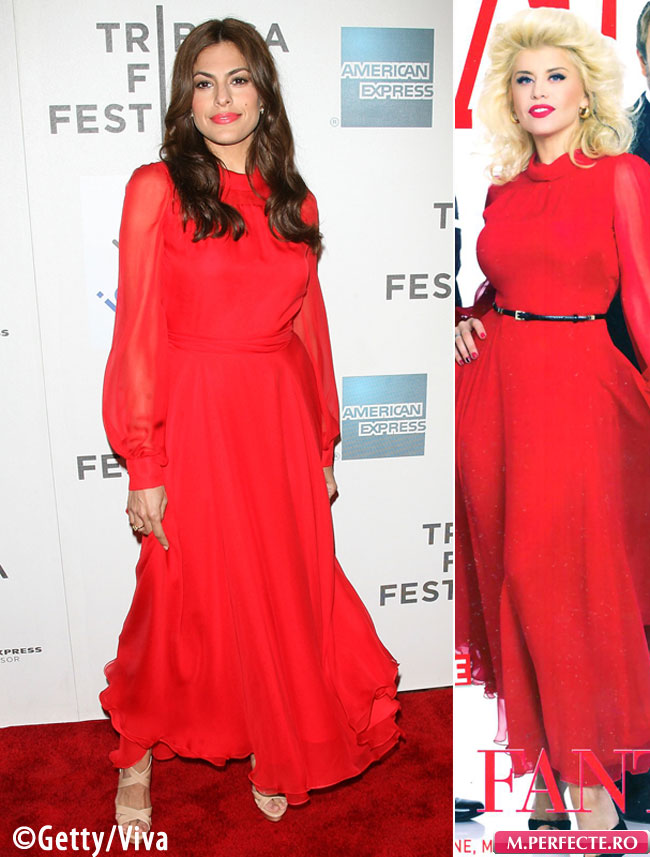 Eva Mendes si Loredana Groza, in aceeasi rochie Gucci. Voteaza cine a purtat-o mai bine!