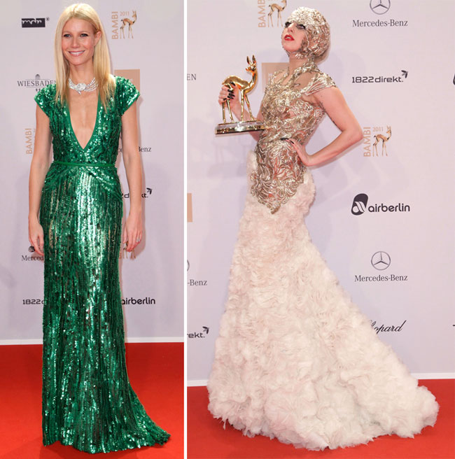 Gwyneth Paltrow vs. Lady Gaga, in rochii cu paiete: care este cea mai stralucitoare aparitie?