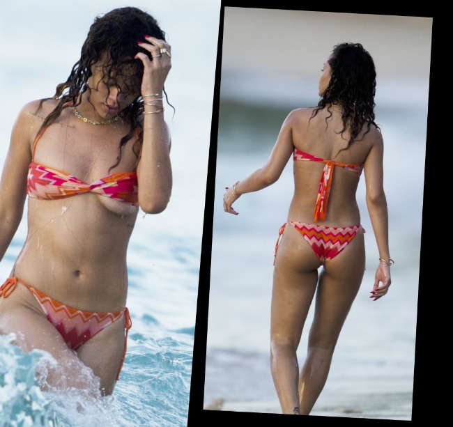 Rihanna nu si-a nimerit masura la sutien! Cantareata era sa ramana topless la plaja