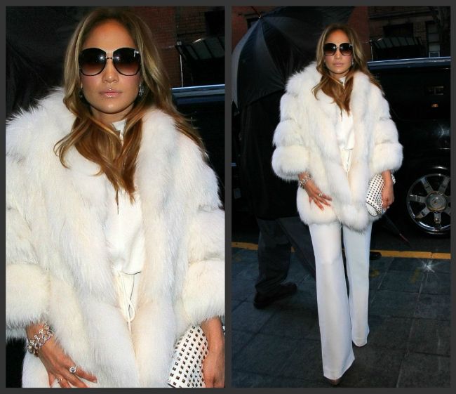 Jennifer Lopez, Alba ca Zapada in New York: i-a scandalizat pe iubitorii de animale cu o haina de blana naturala